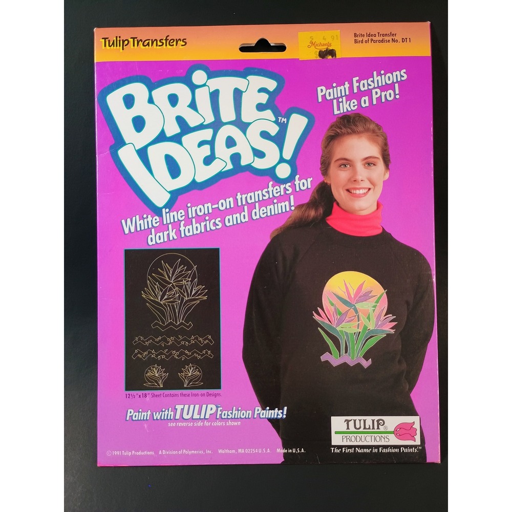 Vtg Tulip Brite Ideas Bird of Paradise Iron On Transfer‎ DT1 Dark Fabric Denim